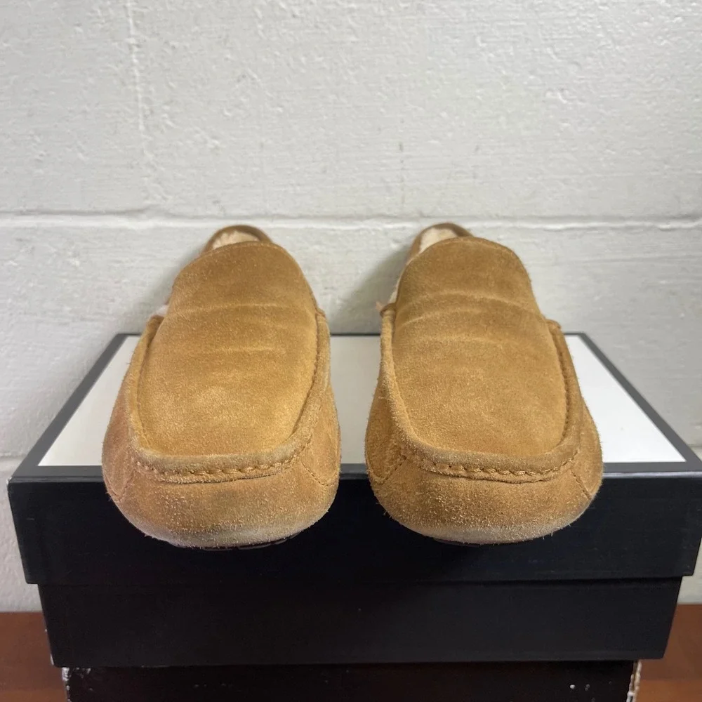 UGG Australia Ascot Brown Suede Shearling Moccasin‎ Slippers Men's 11 US/10 UK